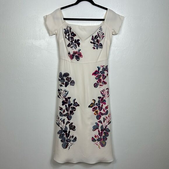Tanya Taylor Wisteria Floral Embroidered Lottie Midi Dress Size 6 - Picture 2 of 11